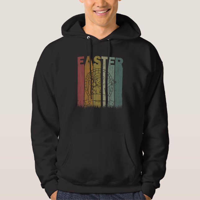 Easter Day Zoo Keeper Retro Graphic Funny Easter C Hoodie (Front)