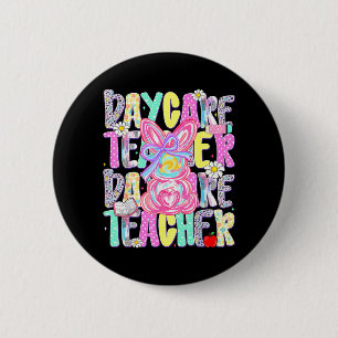Easter Daycare Teacher Cute Colourful Spring Shirt 2 Inch Round Button