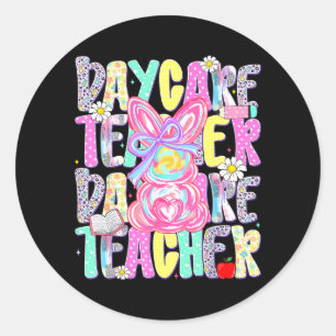 Easter Daycare Teacher Cute Colourful Spring Shirt Classic Round Sticker
