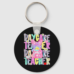 Easter Daycare Teacher Cute Colourful Spring Shirt Keychain