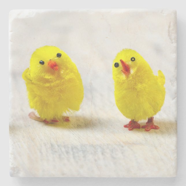 Easter Decoration - chicks in a row Stone Coaster (Front)