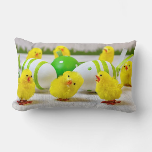 Easter Decoration - Easter egg and chicks Lumbar Pillow (Front)