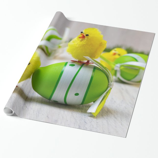 Easter Decoration - Easter egg and chicks Wrapping Paper (Unrolled)