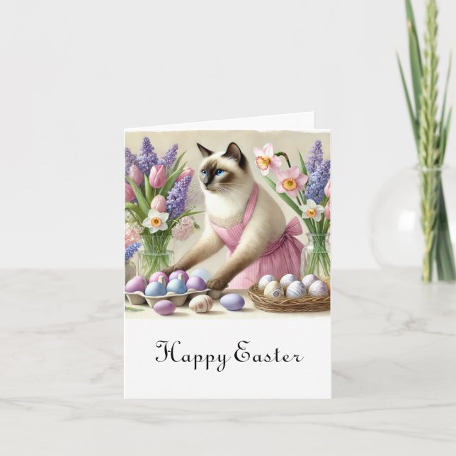 Easter decoration for Cat Mom Holiday Card (Front)