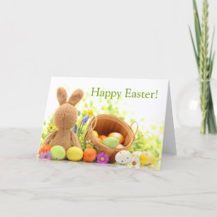 Easter Decoration with Rabbit and Eggs Holiday Card