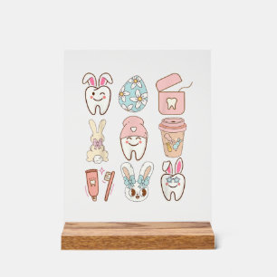 Easter Dental Assistant Tooth Bunny Dentist T-Shir Acrylic Sign