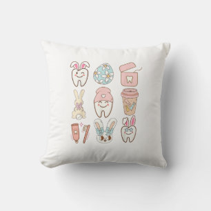 Easter Dental Assistant Tooth Bunny Dentist T-Shir Throw Pillow