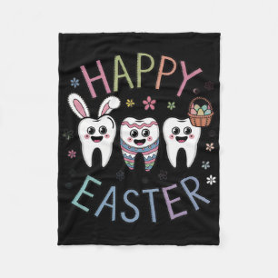 Easter Dentist Tooth Cute Teeth Dental Istant Wome Fleece Blanket