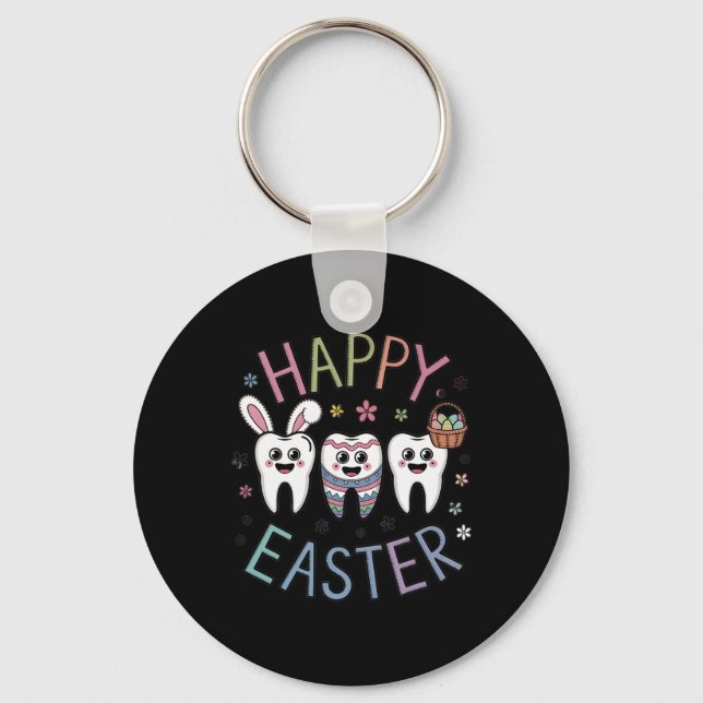 Easter Dentist Tooth Cute Teeth Dental Istant Wome Keychain (Front)