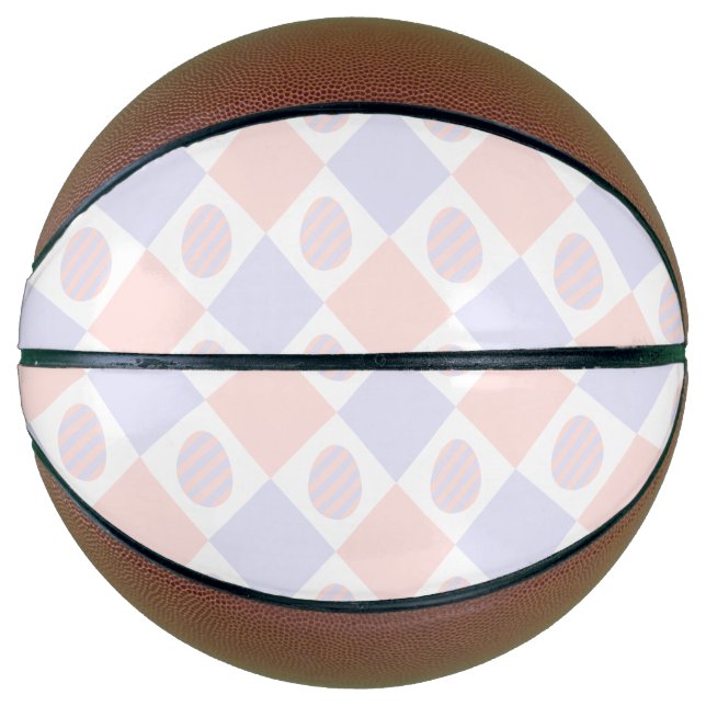Easter Diamond Pattern with Decorated Eggs Basketball (Front)
