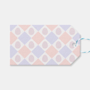 Easter Diamond Pattern with Decorated Eggs Gift Tags