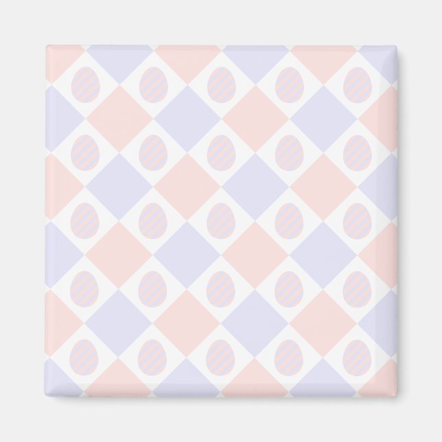 Easter Diamond Pattern with Decorated Eggs Magnet (Front)