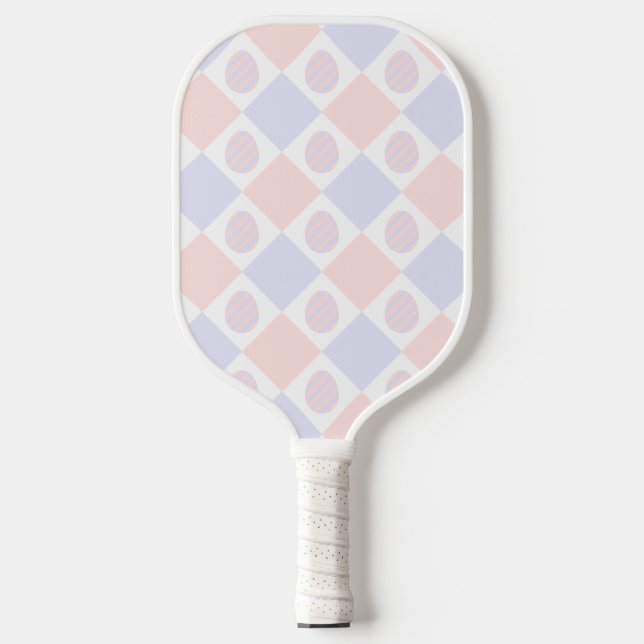 Easter Diamond Pattern with Decorated Eggs Pickleball Paddle (Front)