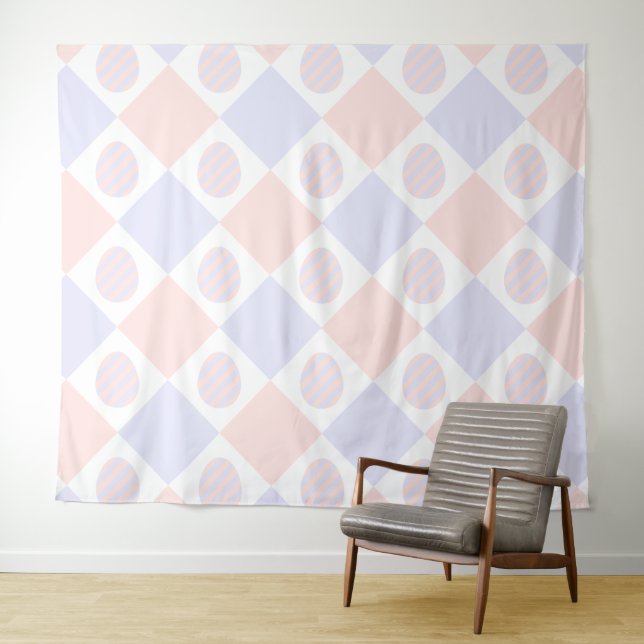 Easter Diamond Pattern with Decorated Eggs Tapestry (In Situ (Horizontal))