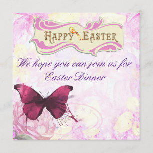 Easter Dinner Party Butterfly Design Invitation