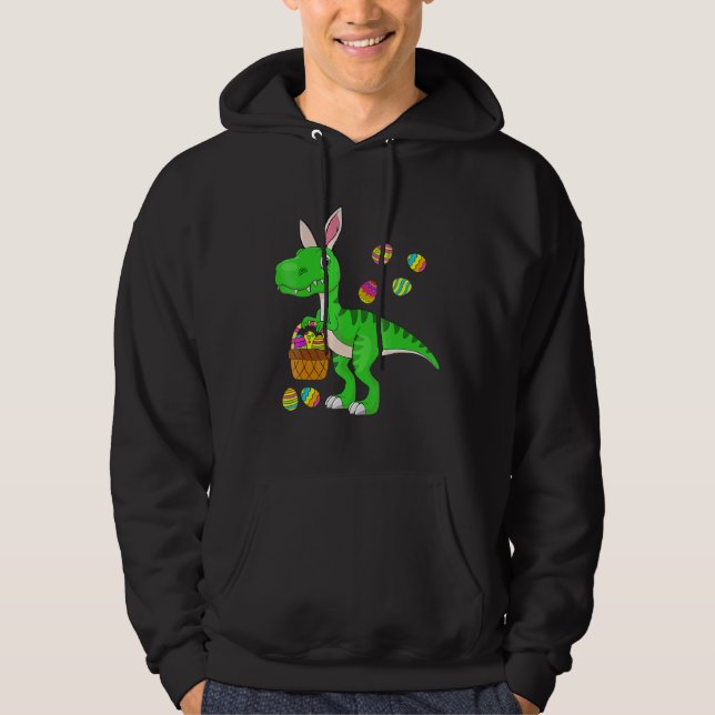 Easter Dinosaur Bunny Ears Easter Basket Stuffers  Hoodie (Front)