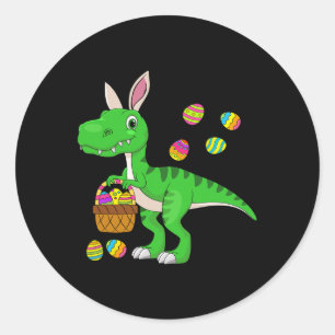 Easter Dinosaur Bunny Ears Easter Sket Stuffers Ki Classic Round Sticker