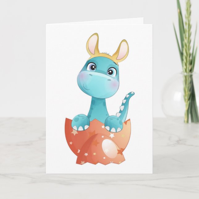 Easter Dinosaur Hatching Holiday Card (Front)