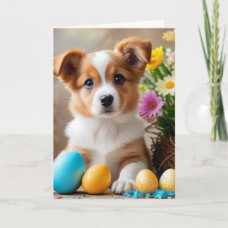 Easter dog background holiday card