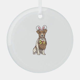 Easter Dog Bunny Costume Christian Festival Egg Glass Ornament