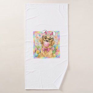 Easter Dog Bunny Ear Funny Golden Retriever Easter Bath Towel