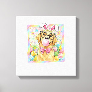 Easter Dog Bunny Ear Funny Golden Retriever Easter Canvas Print