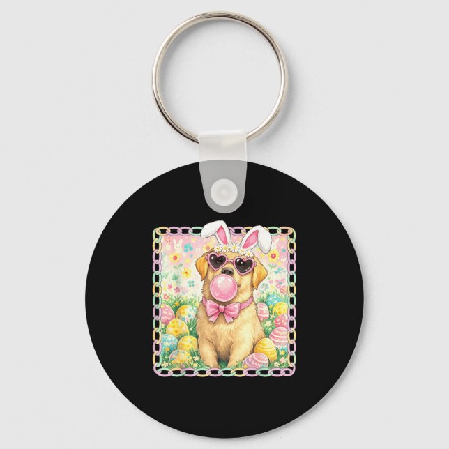 Easter Dog Bunny Ears Funny Labrador Easter Bunny  Keychain (Front)