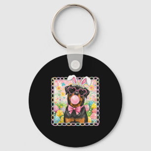Easter dog bunny ears funny rottweiler easter bunn keychain