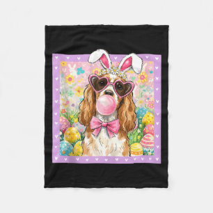 Easter Dog Bunny Ears Funny Spaniel Easter Bunny D Fleece Blanket