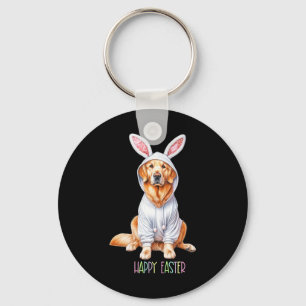 Easter Dog Bunny Spring Golden Retriever Easter Eg Keychain