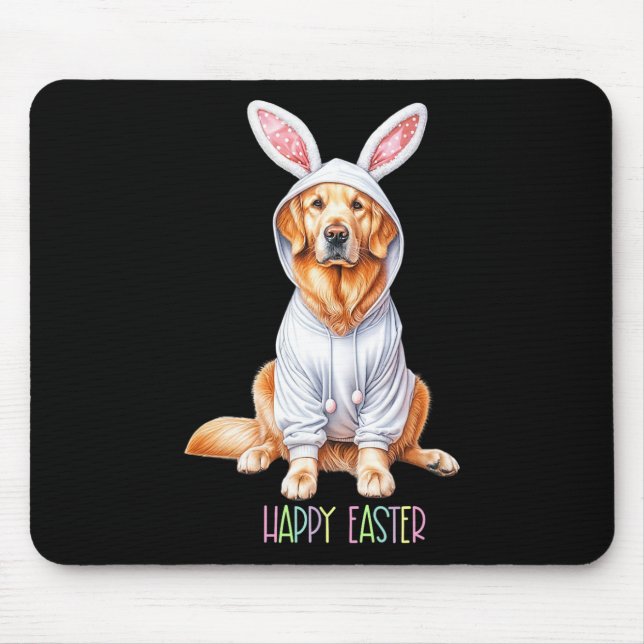 Easter Dog Bunny Spring Golden Retriever Easter Eg Mouse Pad (Front)