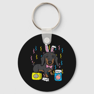 Easter Dog Dachsund Bunny Cute Egg Hunting Girls B Keychain