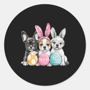 Easter Dog Easter Dog Bunny Ears Easter Egg  Classic Round Sticker
