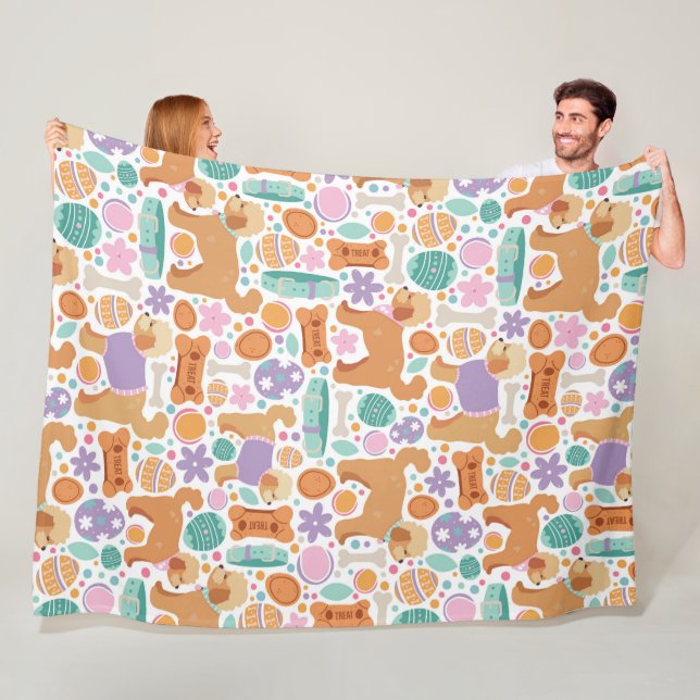 Easter Dogs and Treats Pattern Fleece Blanket (In Situ)