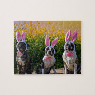 Easter Dogs wearing Bunny Ears Funny Cute Adorable Jigsaw Puzzle