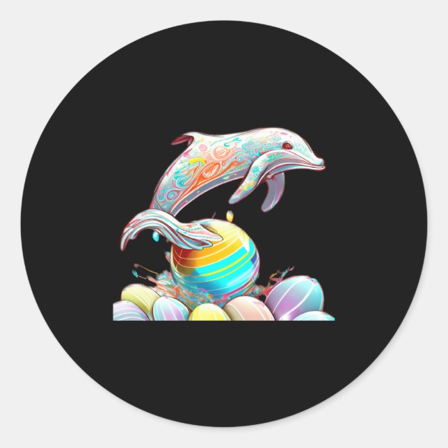 Easter Dolphin Easter Classic Round Sticker (Front)