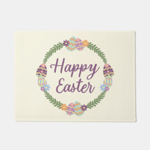 Easter Door Mat "Happy Easter" Wreath