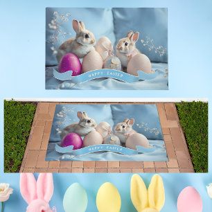Easter Doormat Two Rabbits & Easter Eggs