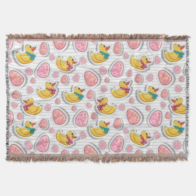 Easter Duck And Eggs Pattern Throw Blanket (Front)