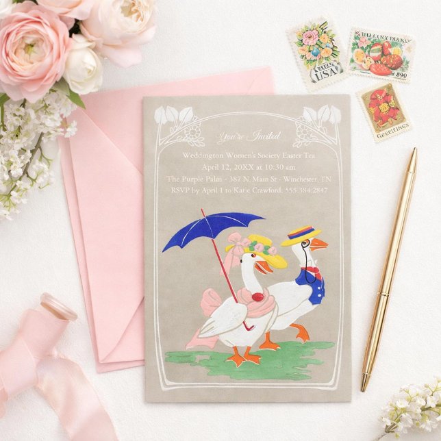 Easter Duck Invitation - Tea Party or Brunch (Creator Uploaded)