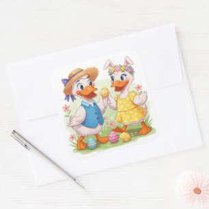 Easter Ducks Square Sticker