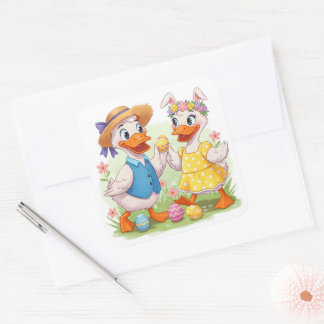 Easter Ducks Square Sticker