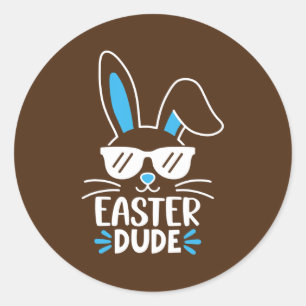 Easter Dude Bunny Sunglasses Easter Day For Boy Classic Round Sticker