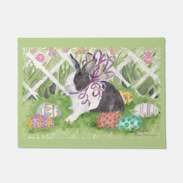Easter Dutch Rabbit and Eggs Doormat (Front)