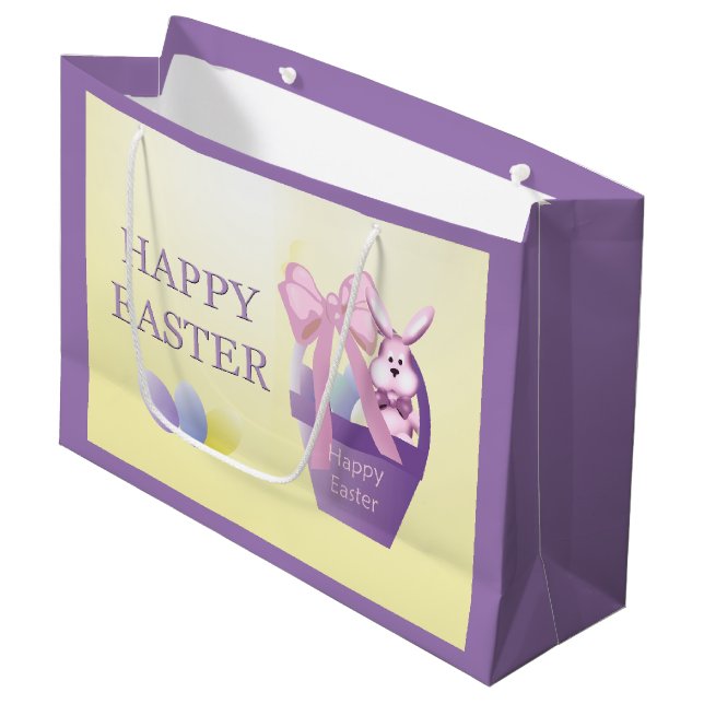 Easter Egg Basket Girl Bunny Large Gift Bag (Front Angled)