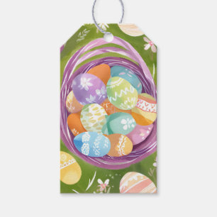 Easter Egg Basket   Spring Pastel Watercolor Gift Tags
