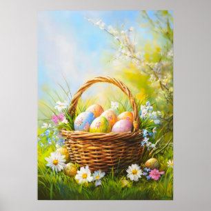 Easter Egg Basket Spring Poster