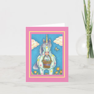 EASTER EGG BASKET UNICORN, FANTASY NOTE CARD Blank