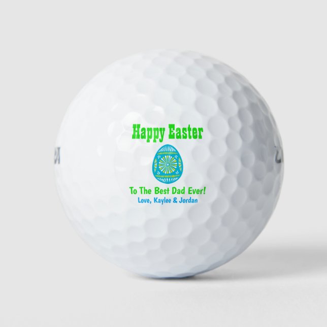 Easter Egg Best Dad Ever Blue Colourful Golf Balls (Front)