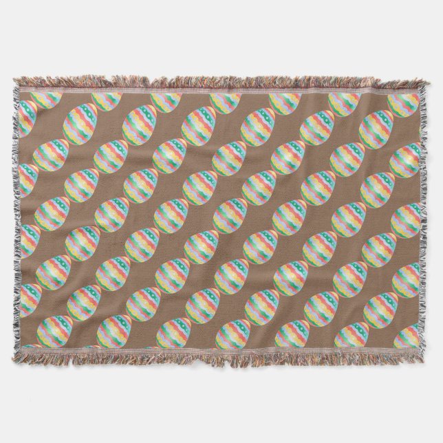 Easter Egg Blanket Fun Easter Throw Blankets Decor (Front)